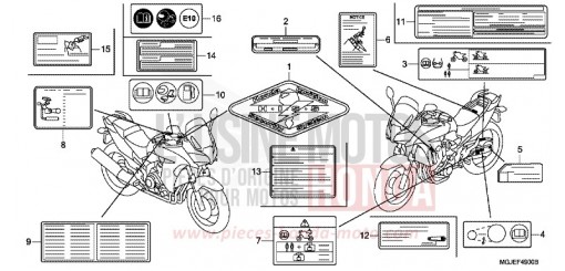 ETIQUETTE DE PRECAUTIONS CBF1000FAC de 2012